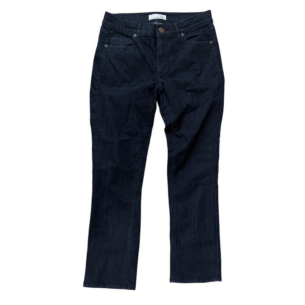 LOFT Modern Kick Crop Flare Bootcut Cropped Jeans Dark Blue Indigo Size 2 26